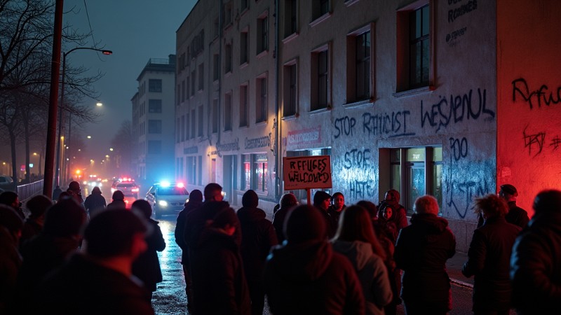 2024 Sees Sharp Increase in Attacks on Refugee Shelters in Germany, Concept art for illustrative purpose, tags: gewalt gegen - Monok